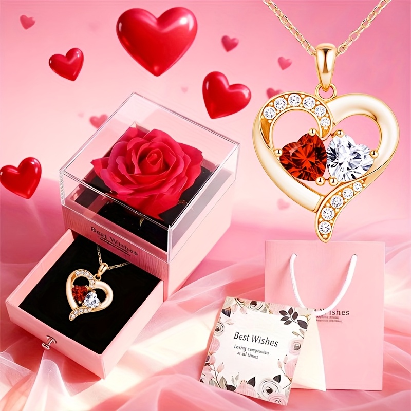 Coffret Cadeau Cœur Cristal avec Rose — Best Wishes — image produit